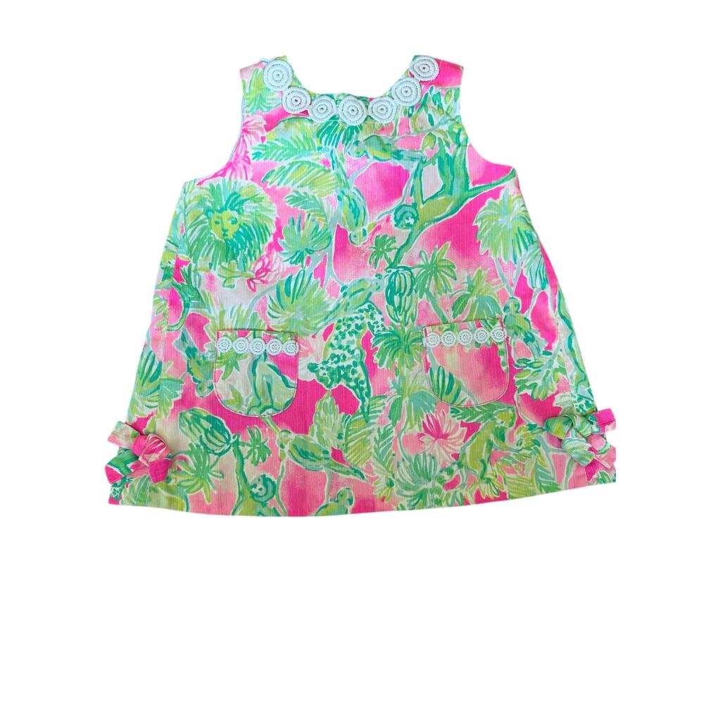 Lilly pulitzer toddler shift dress razzle berry cat print 12-18m
